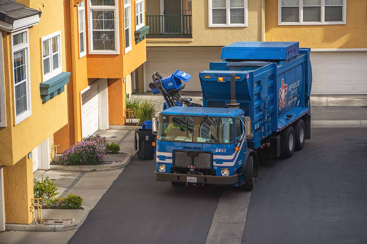 Republic Services truck making residential collections.