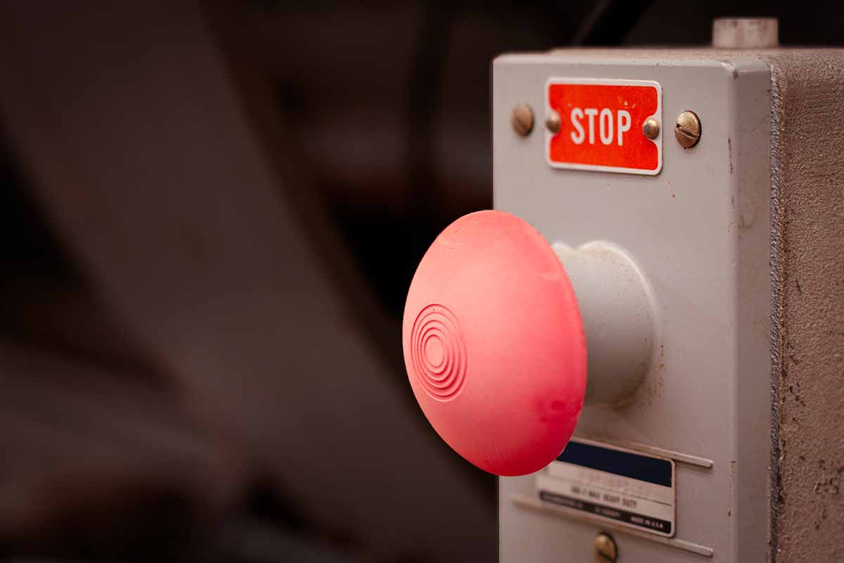 Red stop button.