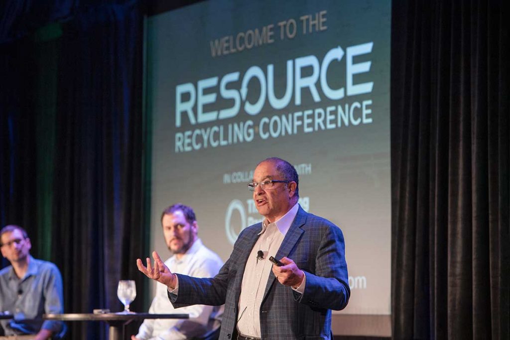 Myles Cohen speaks at the 2022 Resource Recycling Conference.