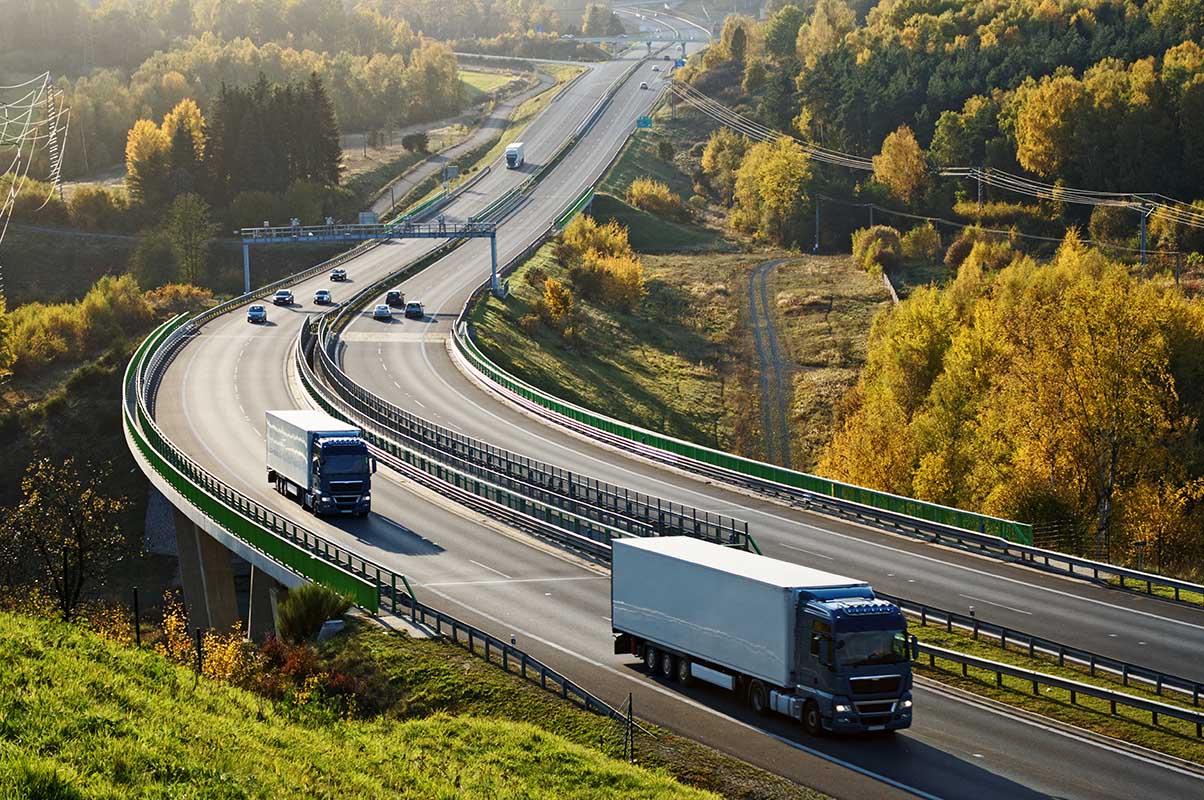 Trucks on a highway.