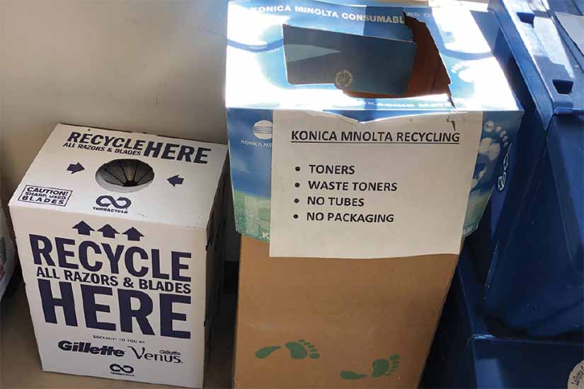 Drop-off collection bins for materials not collected for recycling at the curb.