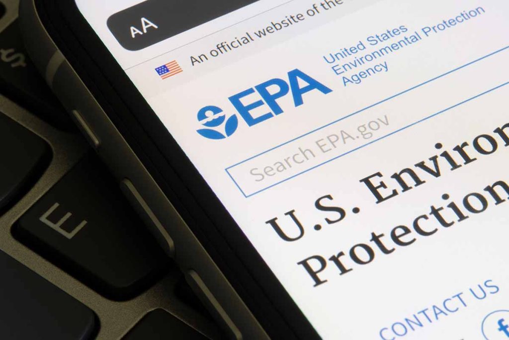 US EPA website on mobile device.