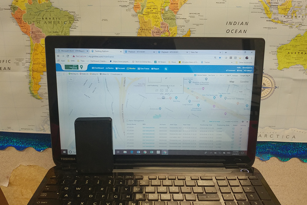 Laptop computer showing GPS tracking.