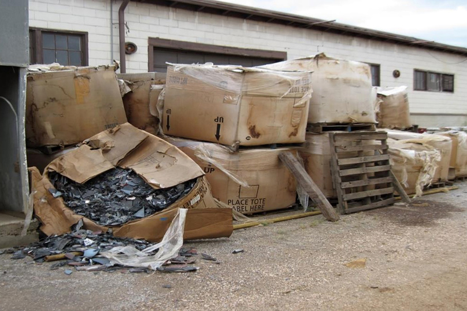 CRT glass at Stone Castle Recycling's facility.