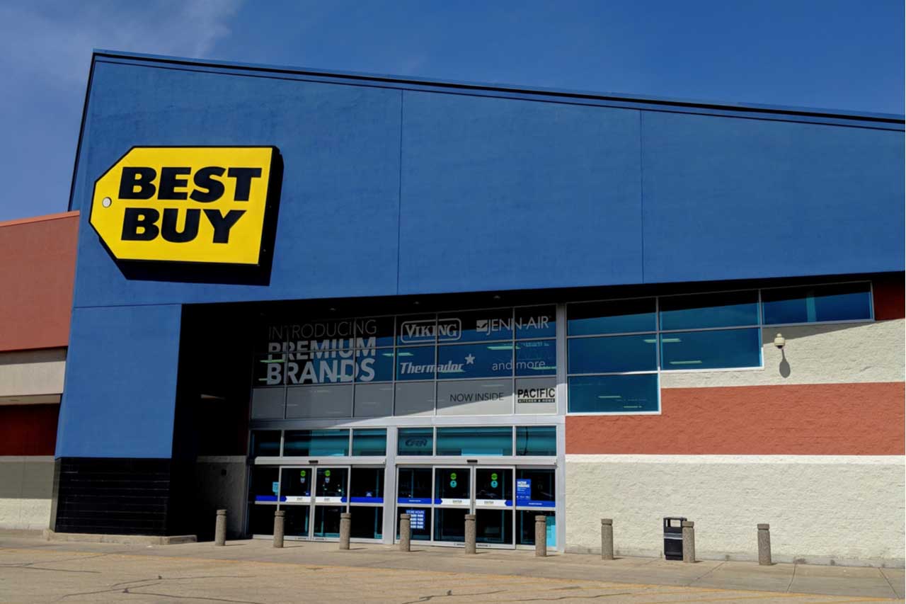 Exterior of a Best Buy retail location.