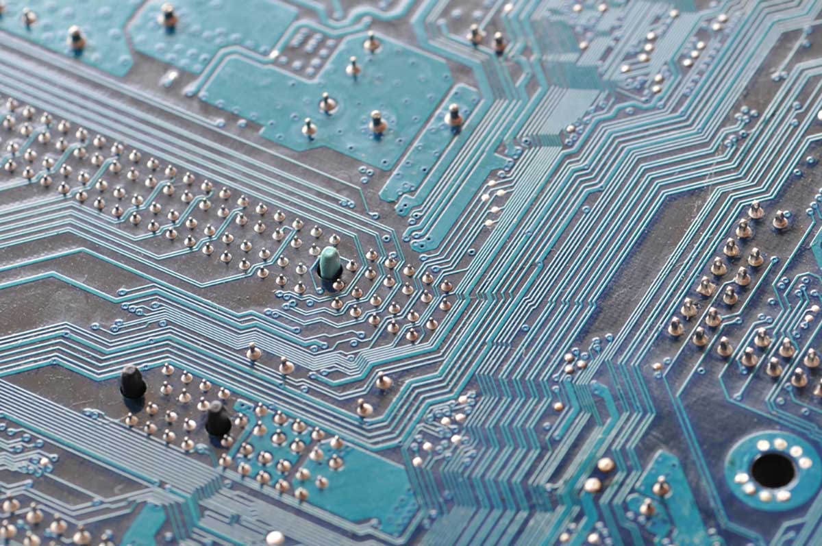 Close up of a circuit board.