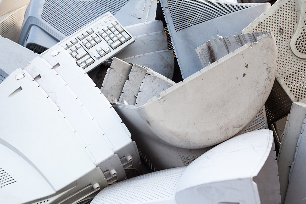 A pile of e-plastics for recycling.