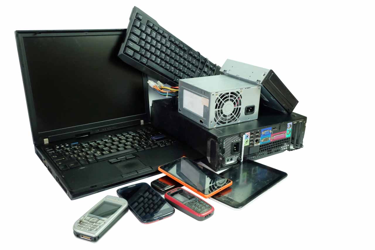 Electronics gathered for recycling.