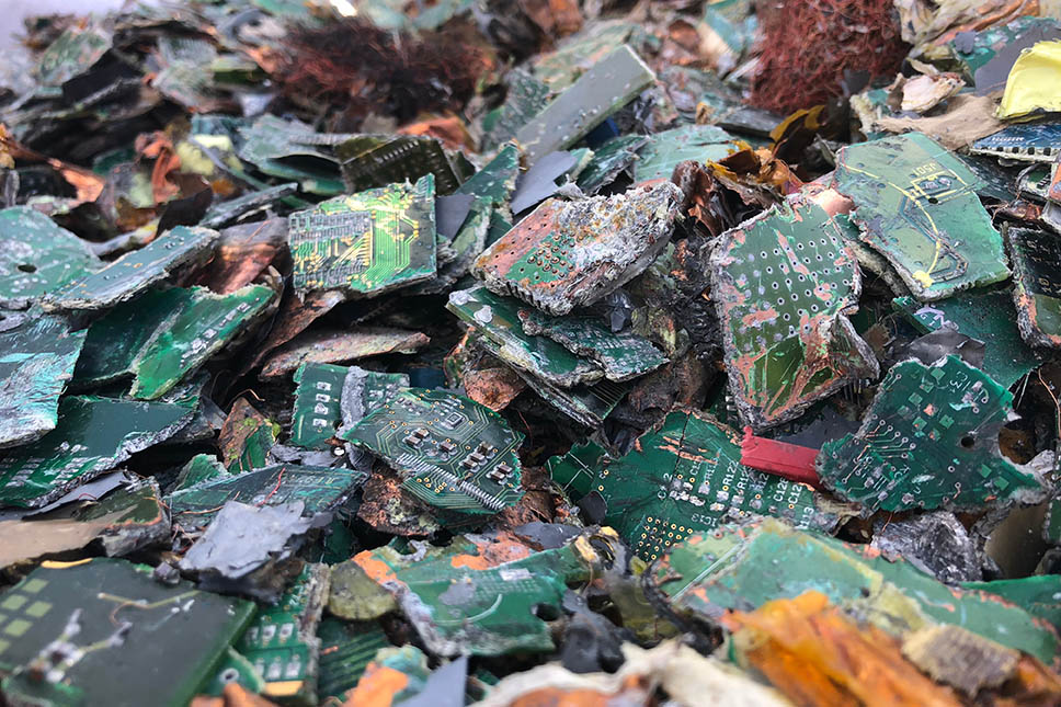 Shredded circuit boards.