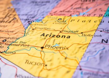 Arizona on a map of the U.S.