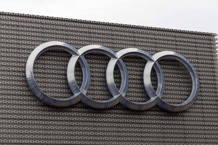 Audi logo on company dealership.