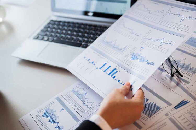 Reviewing business documents.