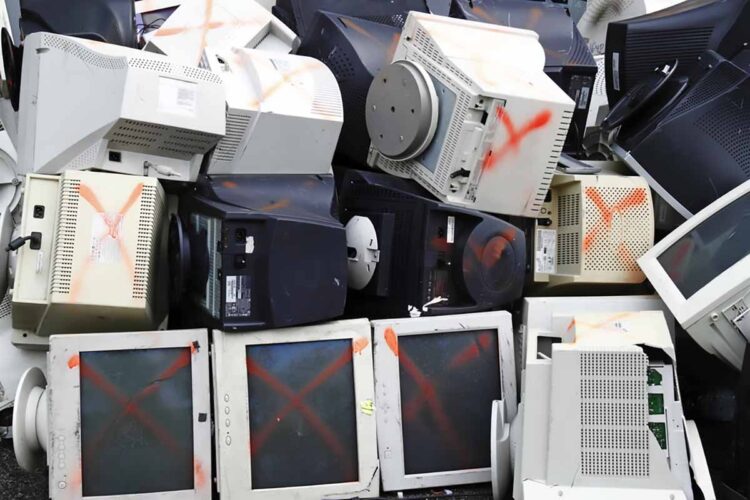 CRTs collected for processing.