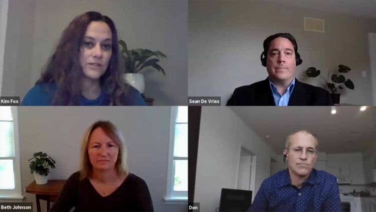 Speakers in an online session during the E-Scrap & E-Reuse 2021 Conference.