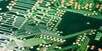 Closeup of a printed circuitboard