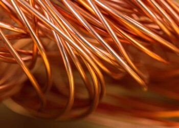 Close up of copper wire scrap.