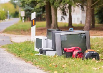E-scrap in a residential yard.