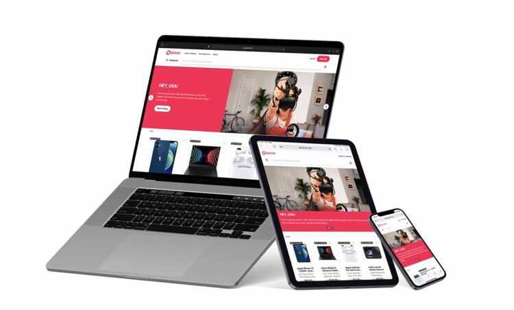 Grover platform mockup on various devices.