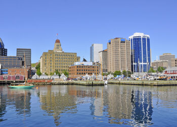 Waterfront and city skyline of Halifax, Nova Scotia.