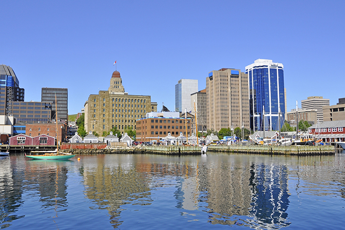 Waterfront and city skyline of Halifax, Nova Scotia.