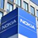 Nokia sign in front of company building.