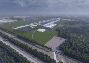 Rendering of Redwood Materials' S.C. plant and surrounding area.