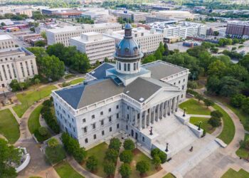 South Carolina's state capitol building seen from above.