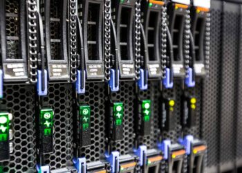 Server rack closeup.