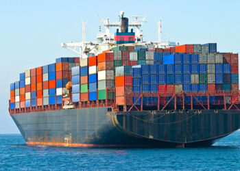 Cargo ship on the water.