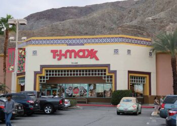 TJ Maxx store exterior and parking lot in Palm Desert, Calif.
