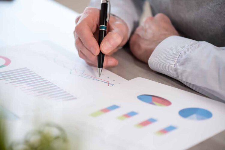 Reviewing business documents.