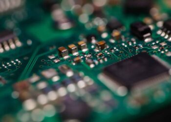 Closeup of a circuit board.