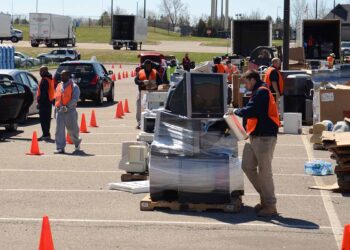 Electronics recycling collection event.