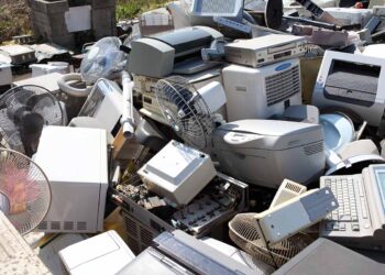Electronics collected for recycling.