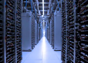 View inside a data center.