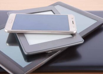 Devices stacked for recycling.