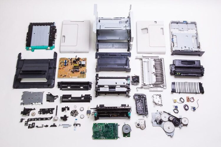 disassembled printer