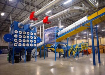 View of the shredder inside the evTerra facility.