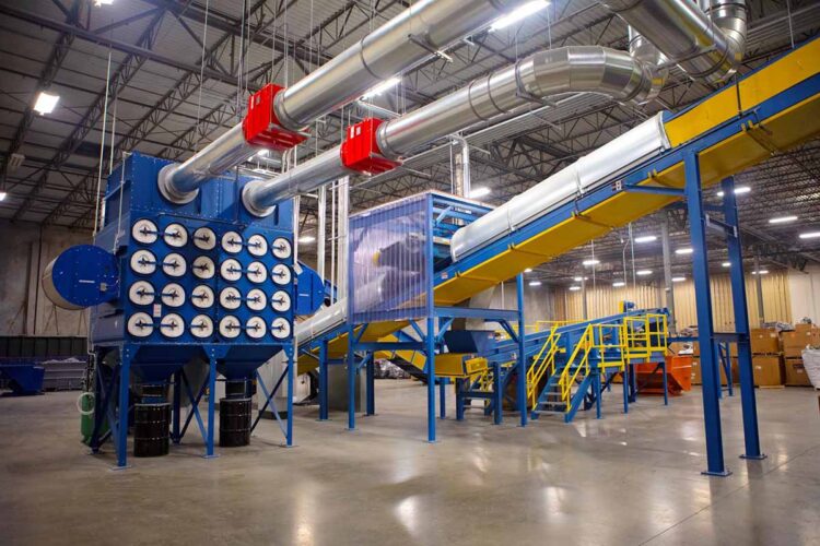 View of the shredder inside the evTerra facility.
