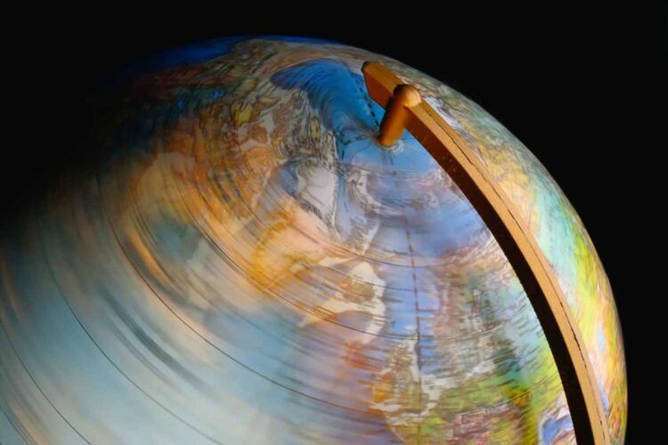 Spinning globe with black background.