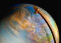 Spinning globe with black background.