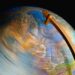 Spinning globe with black background.