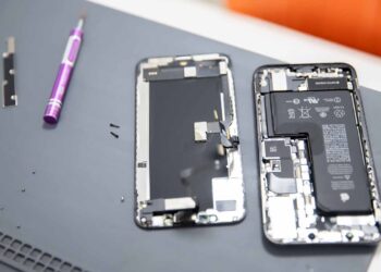 Repairing an Apple device.