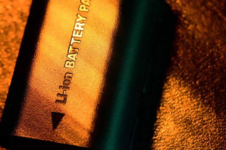 Close up of a Lithium-Ion battery pack.