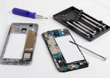 Smartphone opened for refurbishment.