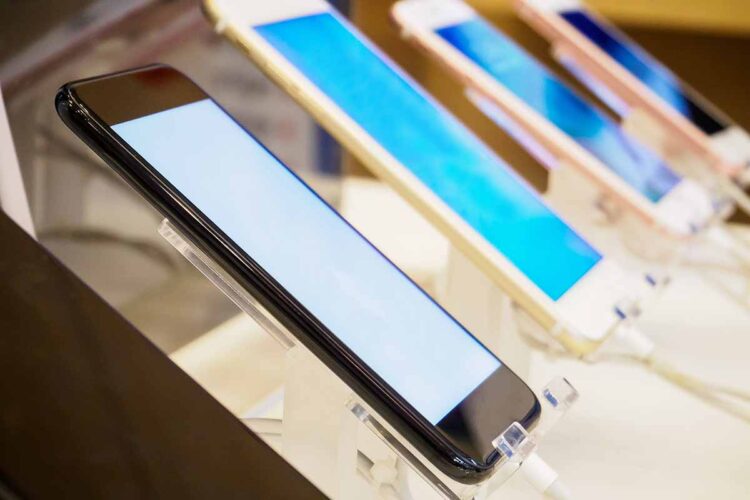 Smartphones in store.