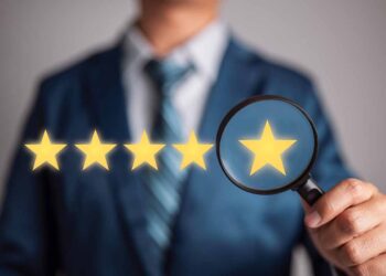 A five star ranking with one under a microscope