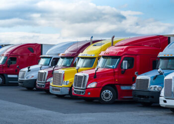 Trucks in parking lot