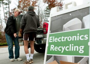 Electronics recycling collection event.