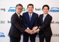 L-R: Koichiro Nishimura, CEO of ERI Japan and Manager, ITOCHU; John Shegerian, Chairman & CEO of ERI; and Daisuke Inoue, Deputy General Manager, ITOCHU, celebrate the announcement of ERI Japan.